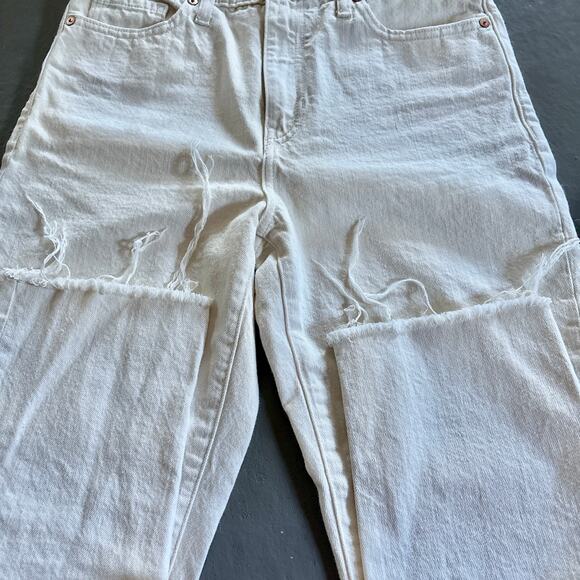 Banana Republic Ecru Cream Raw Hem High Rise Straight Jeans Size 28 - Picture 6 of 9